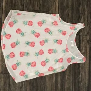 Pineapple tank white with pink pineapples